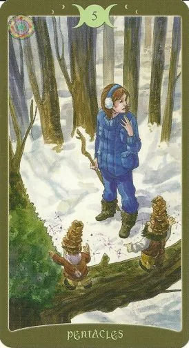 5 of Pentacles card from The Book of Shadows Tarot Vol 2 deck