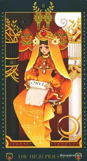 The High Priestess card from the Bowring Heart Tarot deck