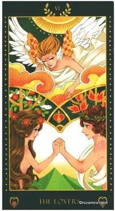 The Lovers card from the Bowring Heart Tarot deck