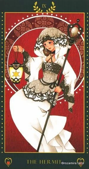The Hermit card from the Bowring Heart Tarot deck