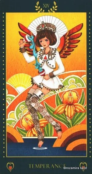 Temperance card from the Bowring Heart Tarot deck