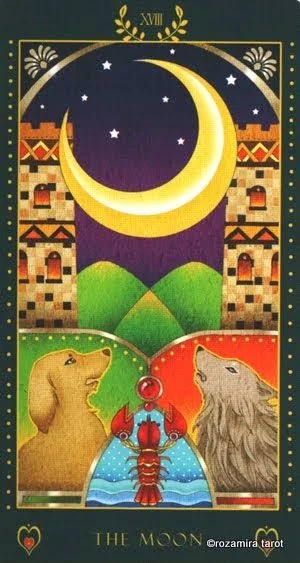 The Moon card from the Bowring Heart Tarot deck