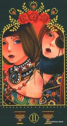 Two of Cups card from the Bowring Heart Tarot deck