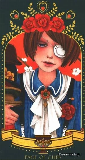 Page of Cups card from the Bowring Heart Tarot deck