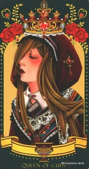 Queen of Cups card from the Bowring Heart Tarot deck