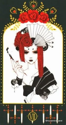 Seven of Swords card from the Bowring Heart Tarot deck