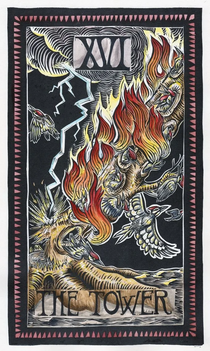 The Tower from the Brady Tarot deck