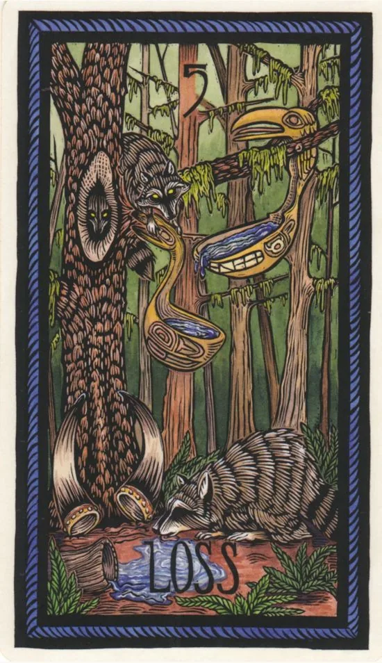 Five of Horns - Loss from the Brady Tarot deck