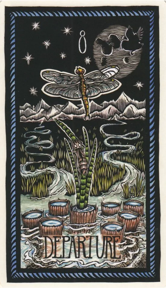 Eight of Horns - Departure from the Brady Tarot deck