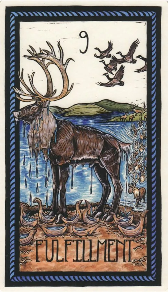Nine of Horns - Fulfillment from the Brady Tarot deck