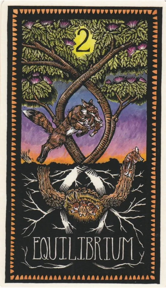 Two of Roots - Equilibrium from the Brady Tarot deck