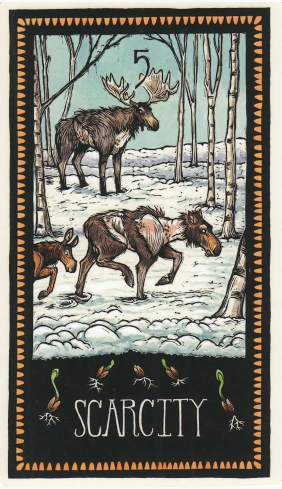 Five of Roots - Scarcity from the Brady Tarot deck