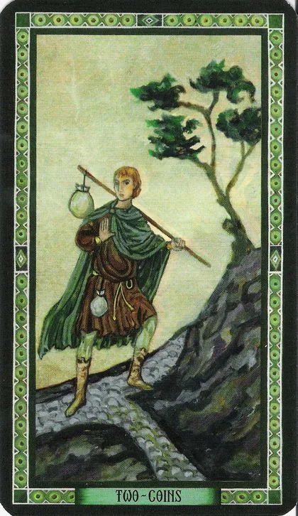 Byzantine Tarot Review 12 Byzantine Tarot mounted rider on a hill card image