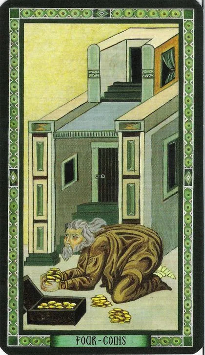 Byzantine Tarot Review 16 Byzantine Tarot beggar in a city alley card image