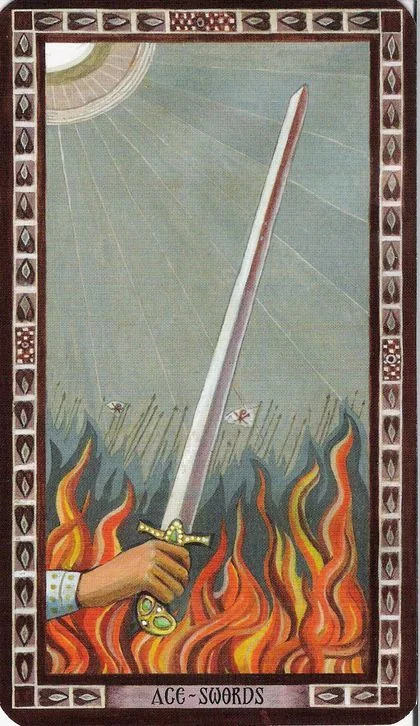 Ace of Swords card from the Byzantine Tarot deck