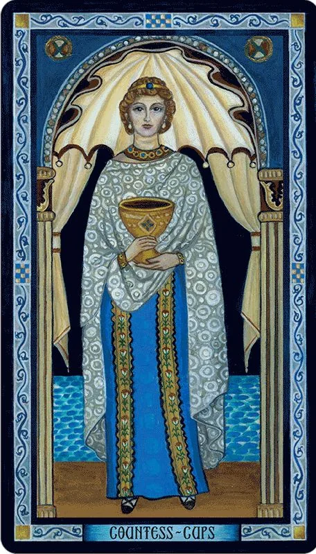 Countess of Cups card from the Byzantine Tarot deck