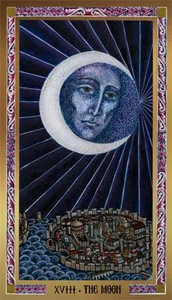 XVIII The Moon card from the Byzantine Tarot deck