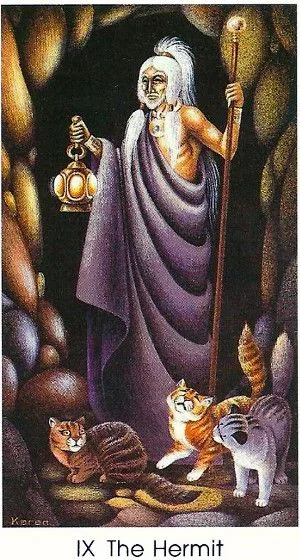IX The Hermit card from the Cat People Tarot deck