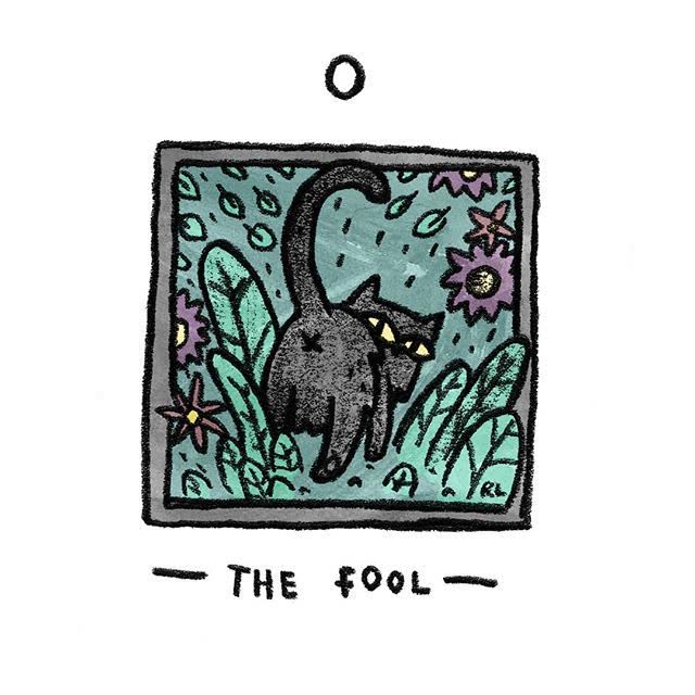 The Fool card from the Mini Cat Tarot deck
