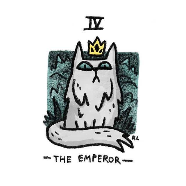 The Emperor card from the Mini Cat Tarot deck