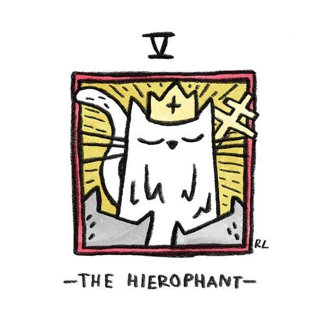 The Hierophant card from the Mini Cat Tarot deck