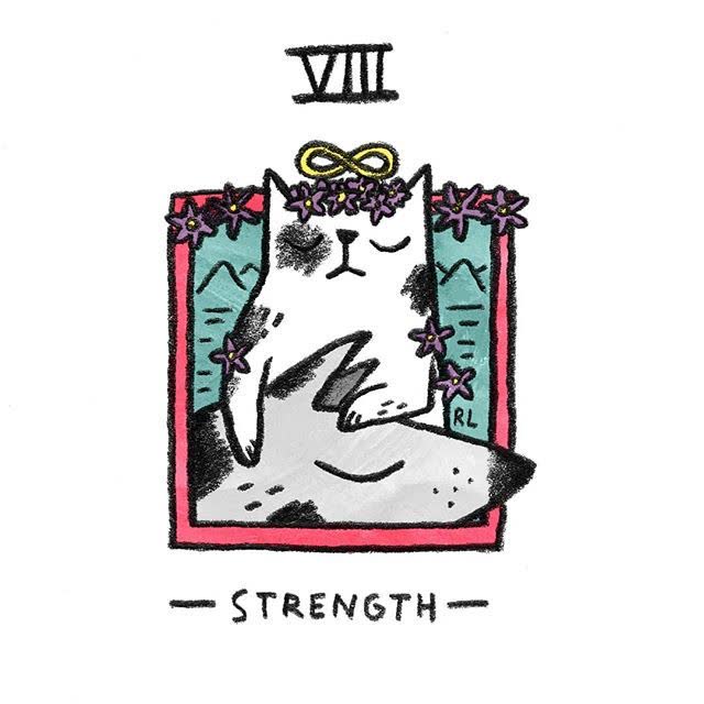 Strength card from the Mini Cat Tarot deck