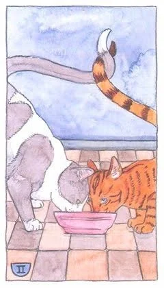 2 of Cups - Cat Tarot - Tarot Deck by Megan Lynn Kott