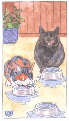 3 of Cups - Cat Tarot - Tarot Deck by Megan Lynn Kott
