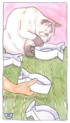 4 of Cups - Cat Tarot - Tarot Deck by Megan Lynn Kott