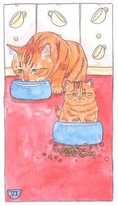 6 of Cups - Cat Tarot - Tarot Deck by Megan Lynn Kott