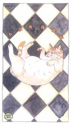 6 of Pentacles - Cat Tarot - Tarot Deck by Megan Lynn Kott