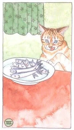8 of Pentacles - Cat Tarot - Tarot Deck by Megan Lynn Kott
