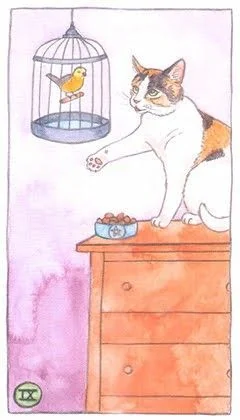 9 of Pentacles - Cat Tarot - Tarot Deck by Megan Lynn Kott