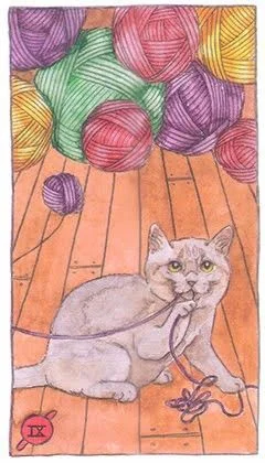 9 of Wands - Cat Tarot - Tarot Deck by Megan Lynn Kott