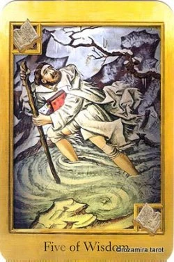 Five of Wisdom card from The Cathar Tarot deck