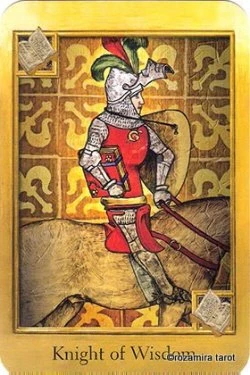 Knight of Wisdom card from The Cathar Tarot deck