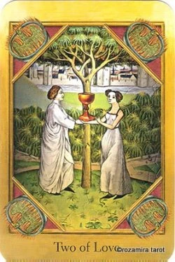 Two of Love card from The Cathar Tarot deck