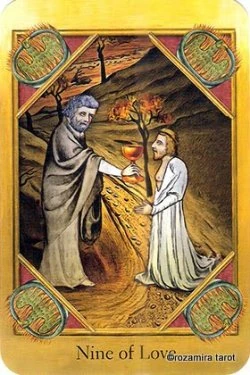 Nine of Love card from The Cathar Tarot deck