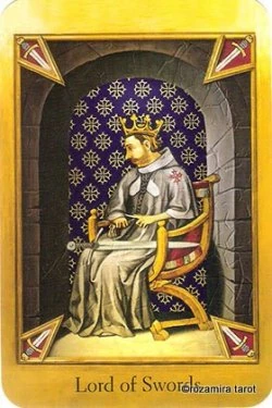 Lord of Swords card from The Cathar Tarot deck