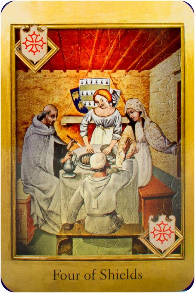 Four of Shields card from The Cathar Tarot deck