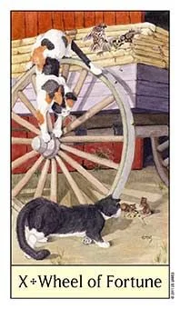 Wheel of Fortune card from the Cats Eye Tarot deck