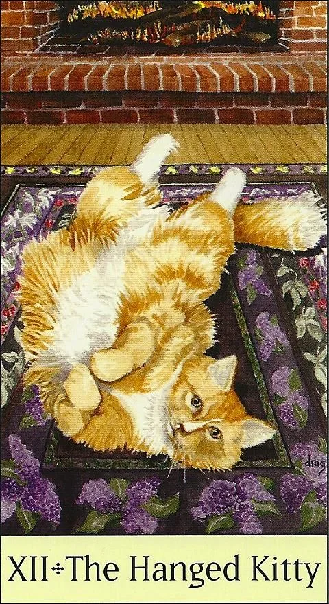 The Hanged Kitty card from the Cats Eye Tarot deck
