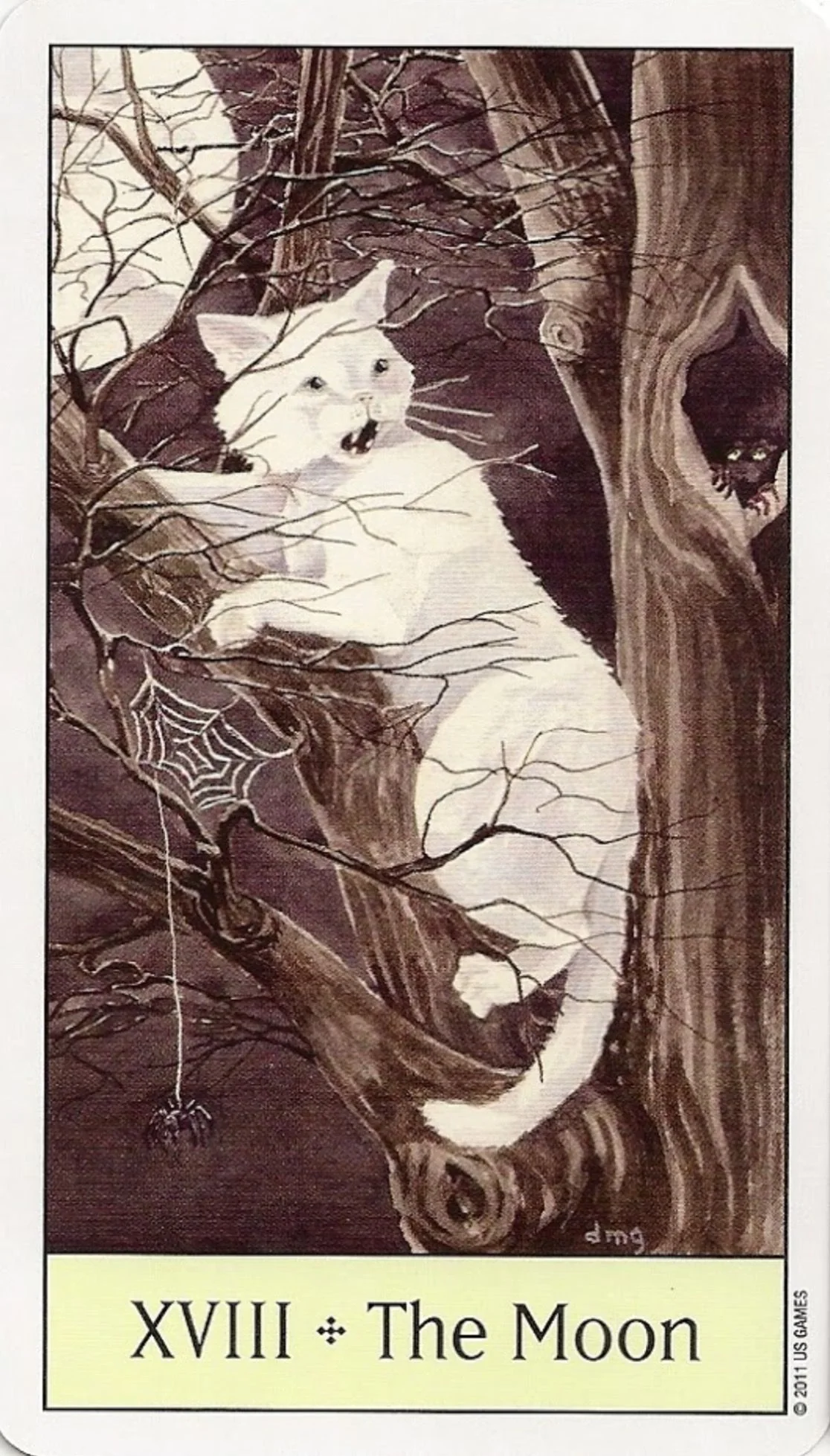 The Moon card from the Cats Eye Tarot deck