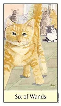 Six of Wands card from the Cats Eye Tarot deck
