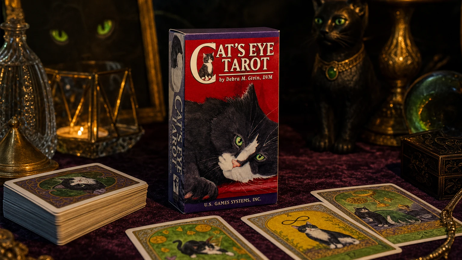 Cat's Eye Tarot black plum and gold final review image Cat's Eye Tarot black plum and gold final review image