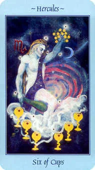 Six of Cups card from the Celestial Tarot deck