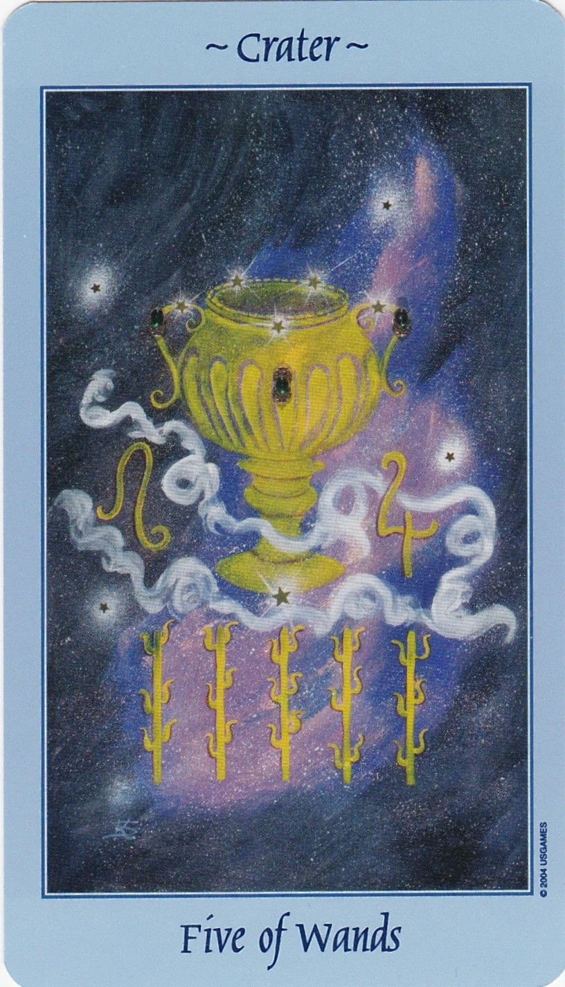 Five of Wands - Celestial Tarot - Tarot Deck by Kay Steventon and Brian Clark