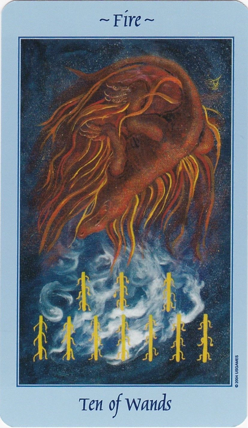 Ten of Wands - Celestial Tarot - Tarot Deck by Kay Steventon and Brian Clark