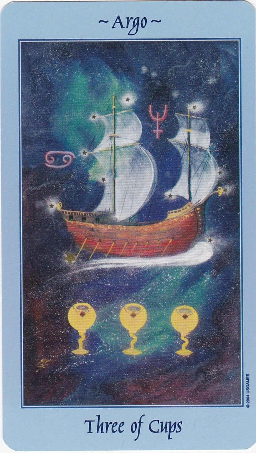 Three of Cups - Celestial Tarot - Tarot Deck by Kay Steventon and Brian Clark