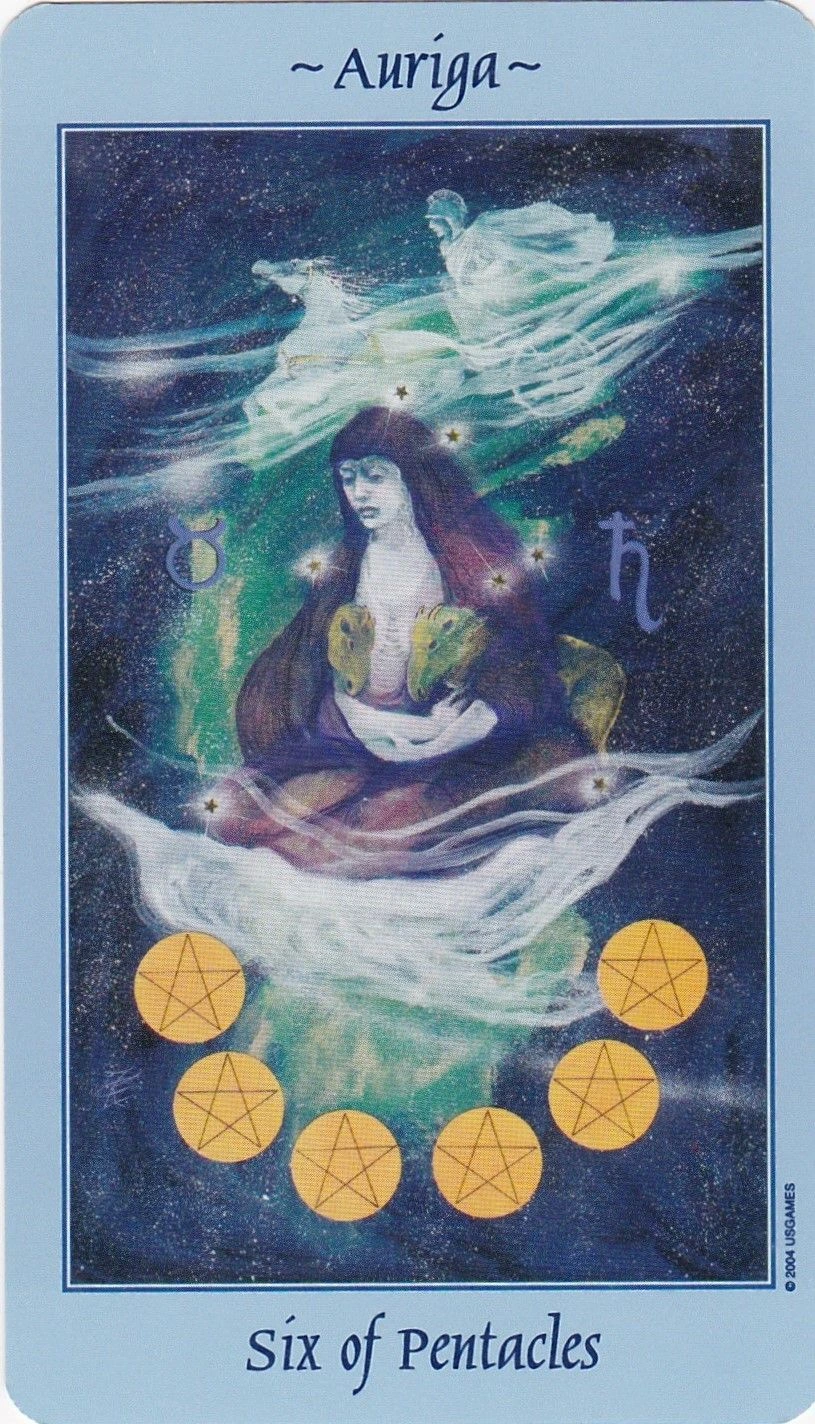 Six of Pentacles - Celestial Tarot - Tarot Deck by Kay Steventon and Brian Clark